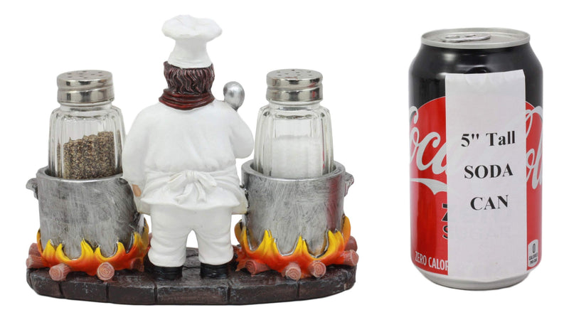 [Australia - AusPower] - Ebros Bouillon French Chef Jean With Flaming Double Cauldron Pots Salt And Pepper Shakers Holder Figurine For Kitchen Dining Table Hosting Spice Rack Accessories Gift Ideas For Women Men Chefs Cooks 