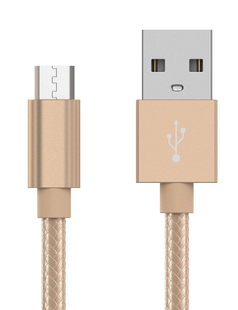 [Australia - AusPower] - TALK WORKS Micro USB Cable 6ft Long Android Cell Phone Charger Braided Heavy Duty Fast Charging Cord for Samsung Galaxy S6 / S7, Tablet, Bluetooth Speaker, Wireless Earbuds Headphones - Gold 6ft (Gold) 