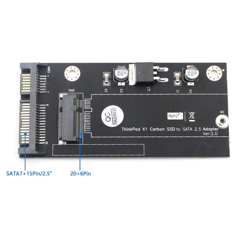 [Australia - AusPower] - Carbon 20+6 Pin SSD to SATA 2.5 Adapter Converter for Thinkpad Lenovo X1 