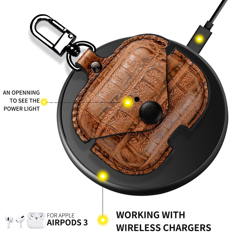 [Australia - AusPower] - MODOS LOGICOS Charging Case Cover for Apple Air Pods Pro, Leather Case with Secure Snap-Fastener Compatible with Apple AirPods Pro 1st (2019) / AirPods Pro 2nd (2022) Charging Case (Cro Brown) Cro-Brown 