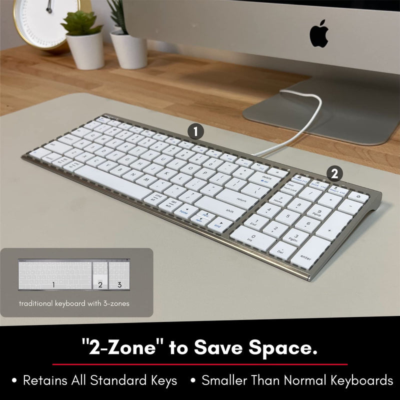 [Australia - AusPower] - Keyboard for Mac and Windows, Macally Apple Wired Keyboard Compatible - Slim, Space-Saving Design USB Keyboard with Numeric Keypad - Budget-Friendly Laptop, MacBook, iMac Keyboard Replacement 