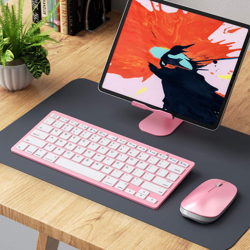 [Australia - AusPower] - OMOTON Bluetooth Keyboard and Mouse for iPad (iPadOS 13 and Above), Wireless Keyboard and Mouse Compatible with iPad 10.2, iPad Pro 12.9/11.0, and Other Bluetooth Enabled Devices, Rose Gold 