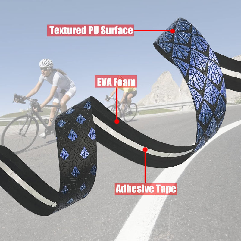 [Australia - AusPower] - Senston Road Bike Handlebar Tapes 2 Rolls, Cycling Handle Wraps-Blue 
