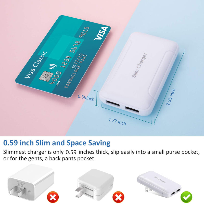 [Australia - AusPower] - USB Wall Charger, Foldable Charger Adapter, Pofesun 2-Pack Dual Port Foldable Fast Charger Block Power Adapter Compatible for iPhone 11/ Pro/MAX/X/XS/XR/XS Max/8/7/6/Plus,Pad,Samsung Galaxy-White White,White 