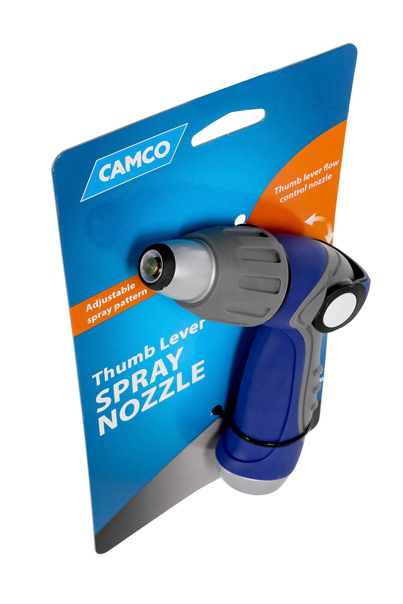 [Australia - AusPower] - Camco Thumb Lever Nozzle with Adjustable Spray Pattern – Fits Any Standard Hose (41986) 