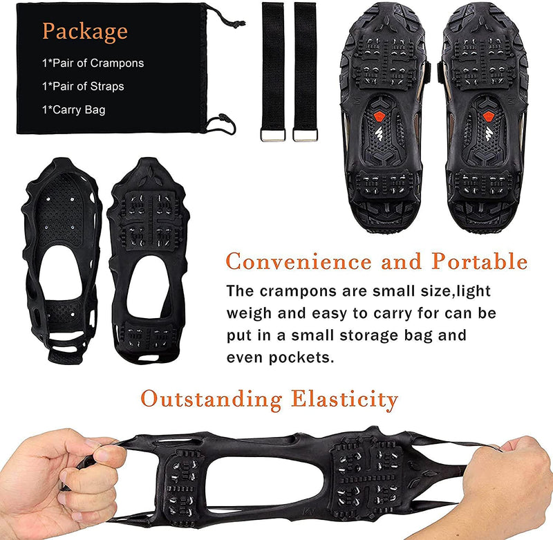 [Australia - AusPower] - Shaddock Fishing Ice Cleats for Shoes Boots, Ice Snow Traction Cleats for Walking on Ice Snow Anti Slip Crampons Walk Cleats Overshoe Stretch Footwear for Men Women Climbing Hiking 24 Steel Crampons Small(3.5-5men/5.5-7women) 