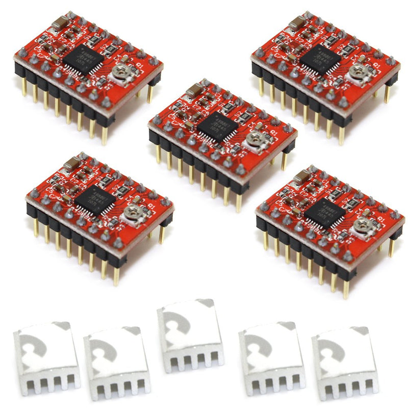 [Australia - AusPower] - BIQU A4988 Compatible StepStick Stepper Motor Diver Module with Heat Sink for 3D Printer Controller Ramps 1.4(Pack of 5pcs) 