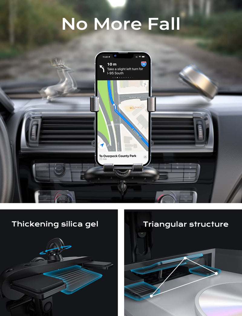 [Australia - AusPower] - AINOPE CD Slot Car Phone Holder Mount，[3 in 1 Multiple Choices] Gravity Phone Holder Mount for Car Vent with Mental Hook car Phone Holder Compatible with 4-7 inch Smartphone 