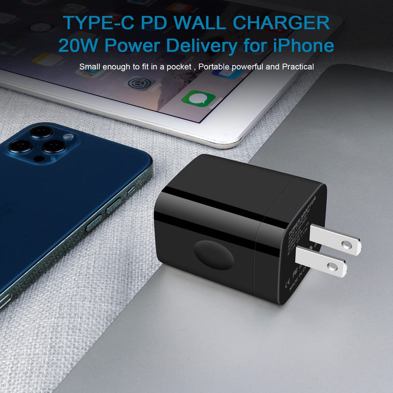 [Australia - AusPower] - USB C Charger for iPhone 13 Pro Max, iPhone 12 Charger Block, PD+QC Type C Fast Charging Box Power Adapter Plug Brick for Samsung S21 FE 5G/S22/S22+/S22 Ultra/A13/Z Flip 3/Z Zold 3/S21 Ultra, Android PD-black 