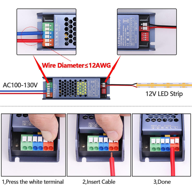 [Australia - AusPower] - GOMING CE Ultra Thin 12V 100W Power Supply AC 100-130V to DC 12V 8.3A LED Lighting Transformer Constant Voltage for LED Strip Light 