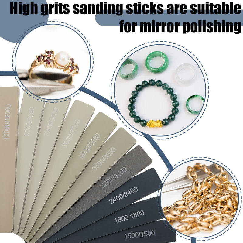[Australia - AusPower] - 20 Pcs Honoson Sanding Sticks Polishing Sticks for Plastic Models Assorted Metal and Wood Sanding Tools Accessory for Model Craft Amateur Beginner (High Grits Rating, Classic Style) High Grits Rating 