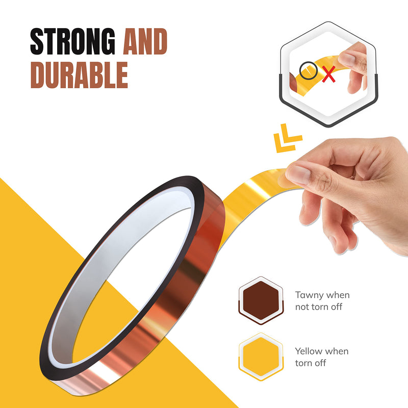 [Australia - AusPower] - 2 Rolls - 10mm x 33m (108ft) Heat Resistant Transfer Tape for Sublimation - Leaves No-Mark or Residue, Strong Adhesive Kapton Tape Perfect for Heat Press, 3D Printer, Soldering, and PCB Boards 10mm 2 Rolls 
