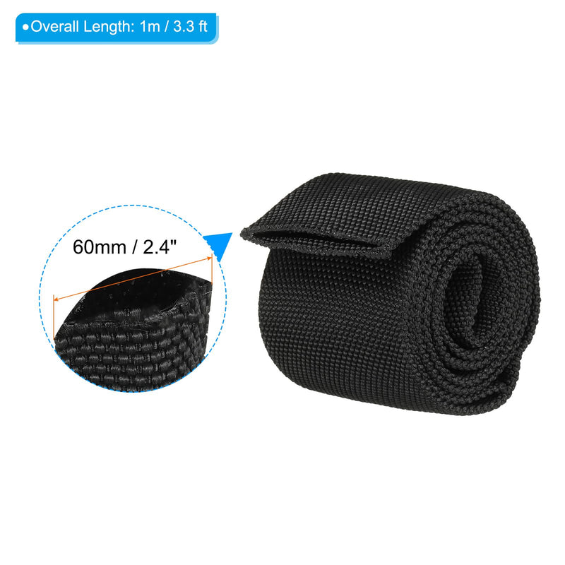 [Australia - AusPower] - PATIKIL 2.4" Flat Dia 3.3FT Nylon Protective Hose Sleeve, Cable Cover Sheath Protection for Welding Tig Torch Hydraulic Hose, Black 2.4 in x 3.3FT 