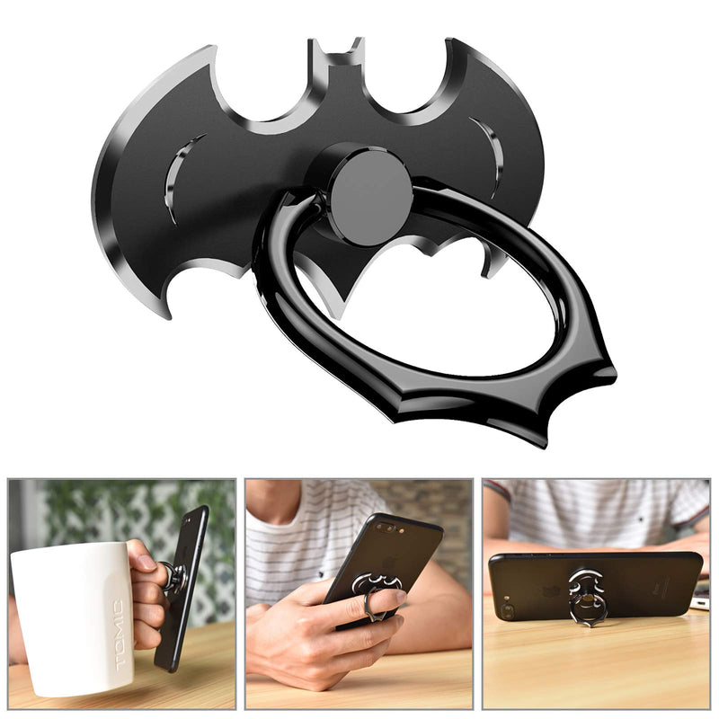 [Australia - AusPower] - Bat Phone Ring Stand Holder - OATSBASF Cell Phone Ring Holder Finger Grip 360 Degree Rotation Compatible with iPhone 12/11 Pro Max/SE 2020 and Other Smartphones（Black+Silver） Black+Silver 