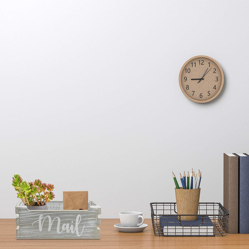 [Australia - AusPower] - Rustic Wood Tabletop Mail Holder Box, Desktop Mail Organizer, Farmhouse Mail Organizer Countertop, Mail Holder,Letter Holder, Mail Storage Box, Bill Coupon Organizer, Letter Sorter Tray, Grey 