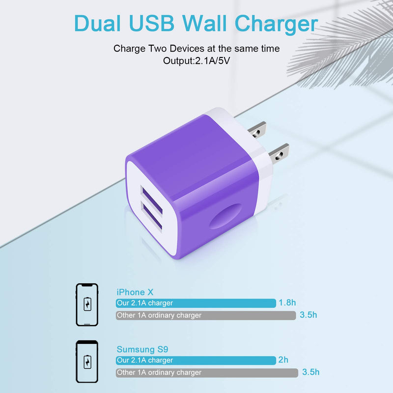 [Australia - AusPower] - USB Wall Charger, HUHUTA 3Pack 2.1A Dual Port Phone Charger Block Brick Power Adapter Fast Charging Plug Box Cube Replacement for iPhone 12/11/XS/XR, Samsung Galaxy S21/S20, Moto, Pixel and More 