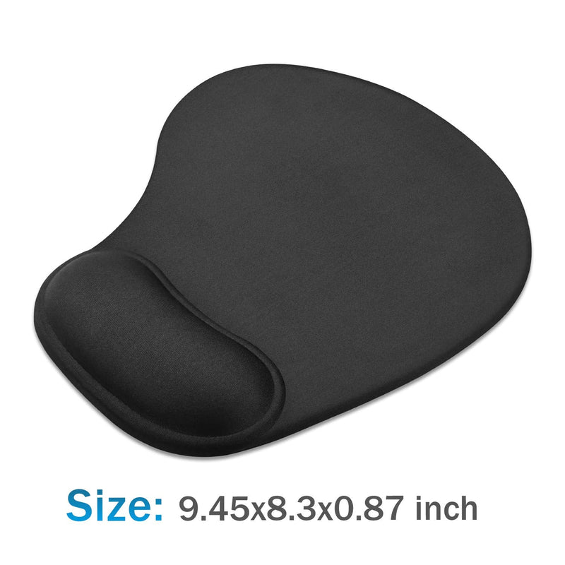 [Australia - AusPower] - JSD Gel Mouse Pad with Wrist Support Wrist Rests 10.00×9.25×1.3 inches (Black, 1 Pack) Black 1 Pack 