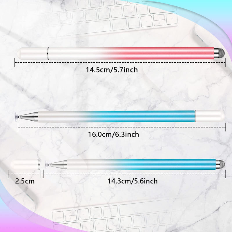 [Australia - AusPower] - 2 Pieces 2 in 1 Universal Touch Screens Stylus Pens High Sensitivity Disc & Fiber Tip Pencils Compatible Styluses Compatible with Phones Tablets Surface for Drawing Writing Pink and Blue 