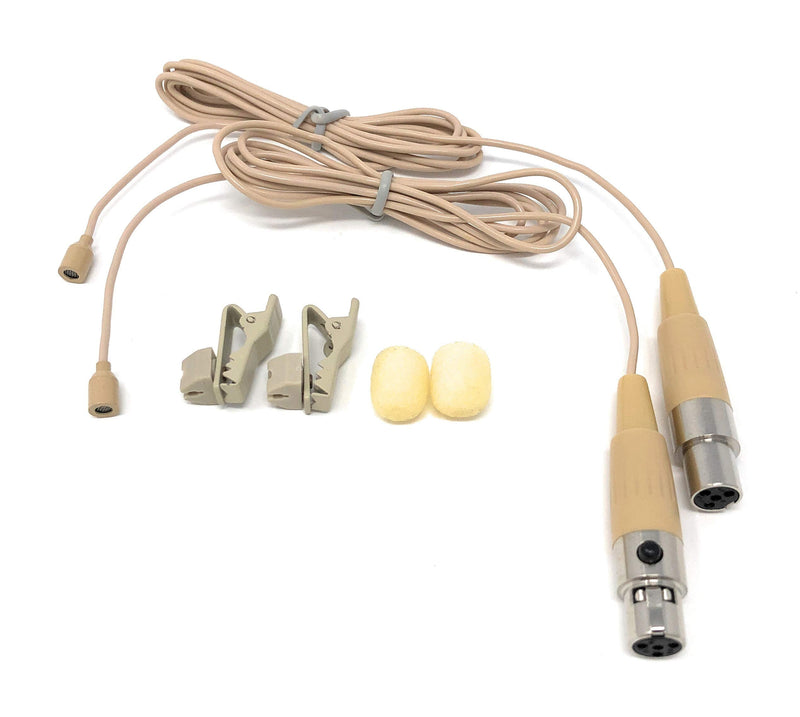 [Australia - AusPower] - Pair of Lavalier Lapel Mics w/ 4 pin Mini XLR TA4F for Shure Wireless 