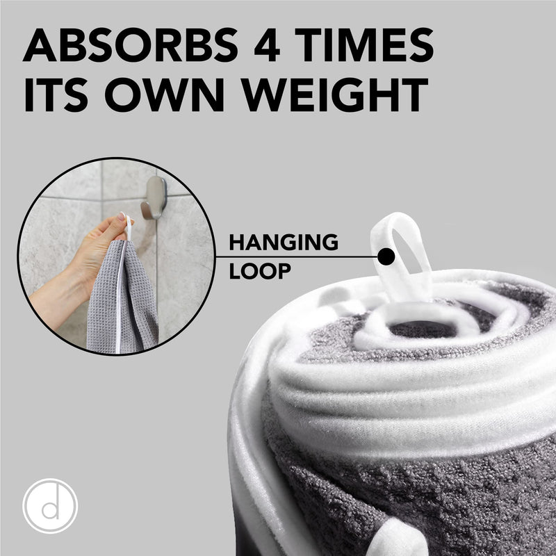 [Australia - AusPower] - Fitness Gym Towels (2 Pack) for Workout, Sports and Exercise - Soft, Lightweight, Quick-drying, Odor-free - by desired body Grey 