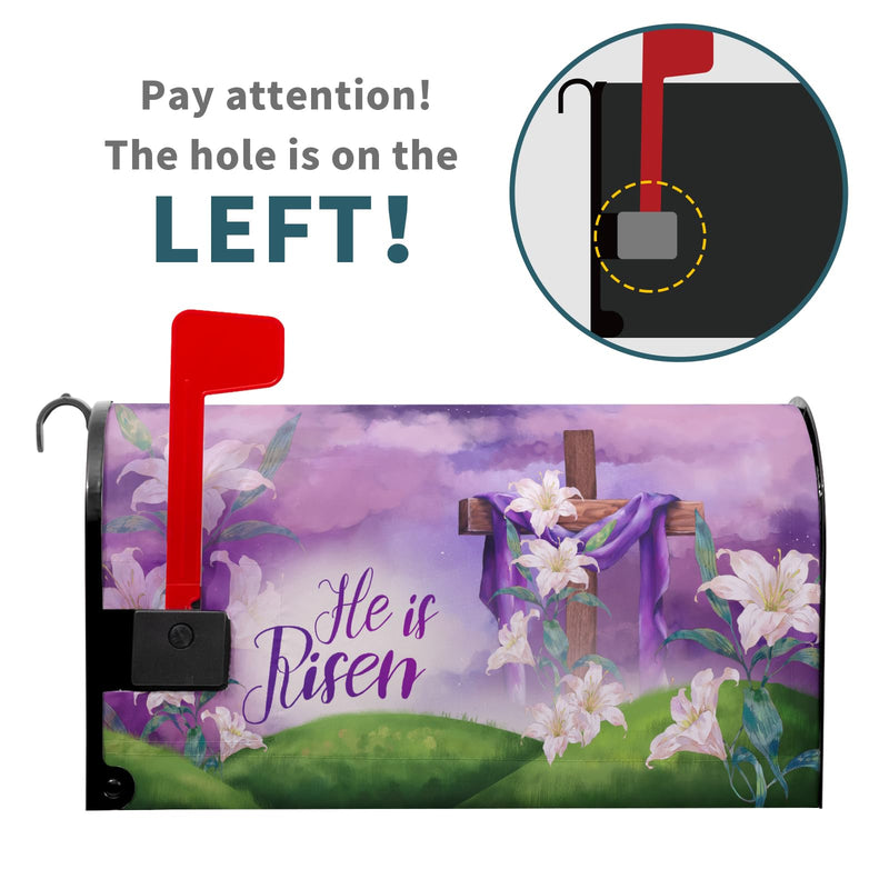 [Australia - AusPower] - Easter He is Risen Mailbox Covers Magnetic Happy Easter Mailbox Cover Standard Size 25.5 x 21 Inch Spring Purple Flowers Mailbox Wrap Post Letter Box Cover Decorative for Home Outdoor Garden 25.5x21 in Easter-1 