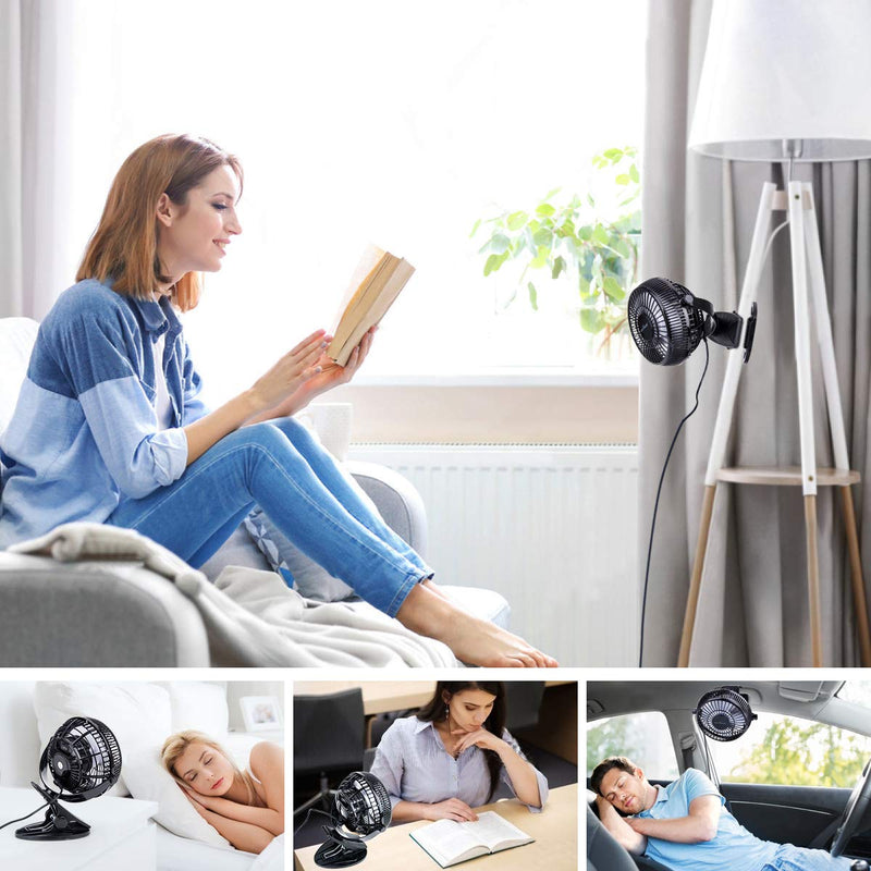 [Australia - AusPower] - KEYNICE USB Desk Fan, 4 Inch Table Fans, Mini Clip on Fan, Portable Cooling Fan with 2 Speed, USB Powered Stroller Fan, 360° Rotate USB Plug in Fan, Personal Quiet Fan for Home Office Camping- Black 01Black 