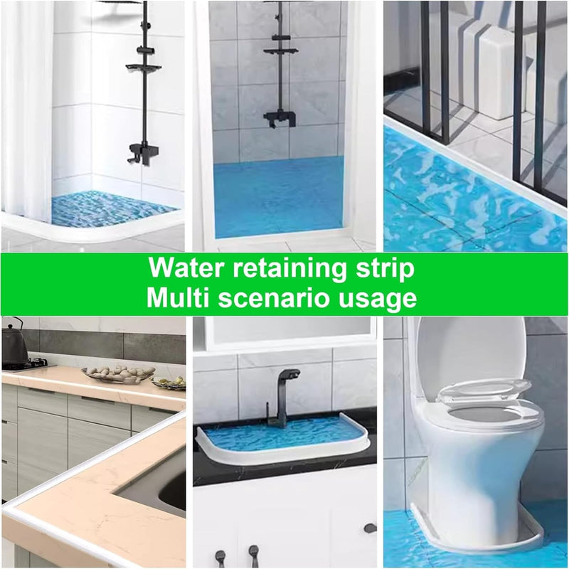 [Australia - AusPower] - Self Adhesive Silicone Waterproof Shower Water Strip Dam Shower Threshold Water Dam Water Barrier for Sink Bathroom and Kitchen Shower Guard Corner Water Retaining Dam Strip (39inch, White) 39inch 