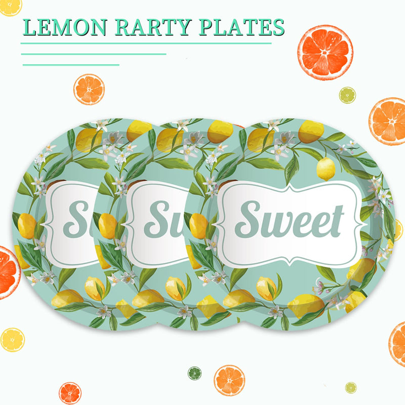 [Australia - AusPower] - Sweet Lemon Paper Plates - 24pcs 9inch Disposable Round Party Plates for Dessert, Snack, Fruits, Spring Summer Lemon Themed Event Decor, Picnic, Birthday, Baby Shower Party Supplies lemon-9in 