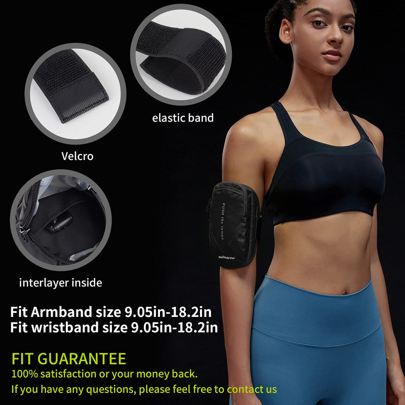 [Australia - AusPower] - Phone Holder for Running, Phone Arm Bands Zipper Wrist Pouch Sweatproof Workout Armband Wrist Strap, Arm Pocket for Running Gym Yoga Climbing Cycling Hiking, Compatible with lphone 12/11/ 8 Plus Black 