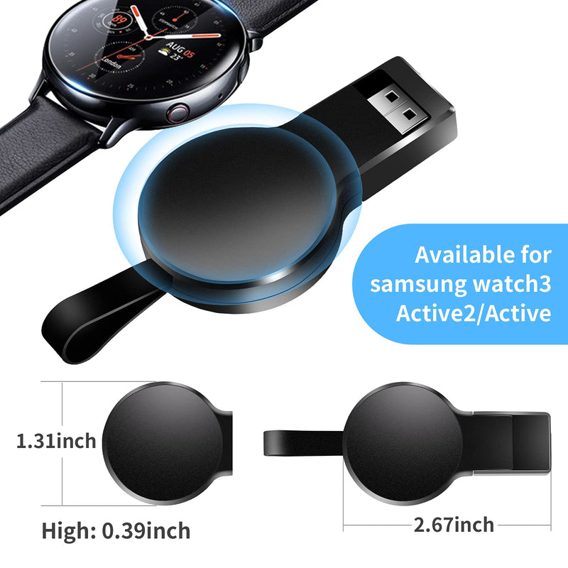 [Australia - AusPower] - XHSJUG Portable USB Charger for Galaxy Watch 4/3 / Active 2 / Active Magnetic Wireless Fast Charger Car Keychain for Samsung Galaxy Watch 3 Active & Active 2 Accessories (Black) Black 