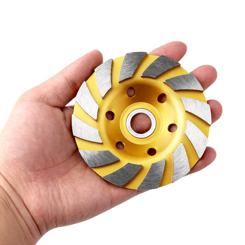 [Australia - AusPower] - 2 Pieces 4 Inch Concrete Stone Ceramic Turbo Diamond Grinding Cup Wheel,12 Segs Heavy Duty Angle Grinder Wheels for Angle Grinder (Yellow) 