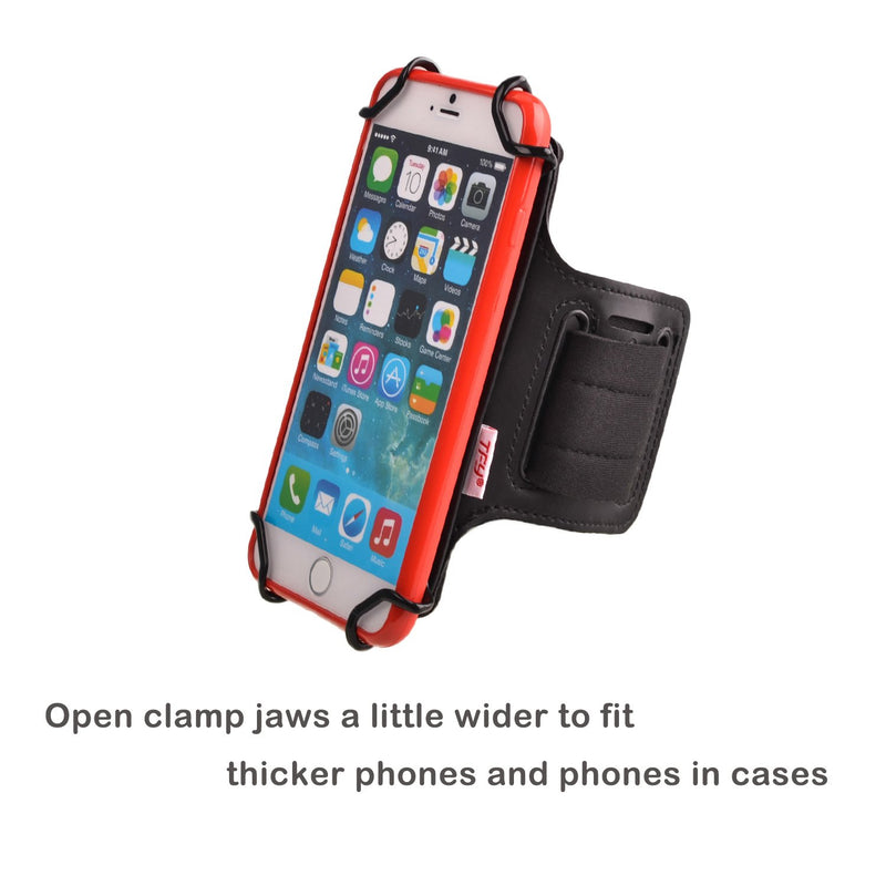 [Australia - AusPower] - TFY Open-face Sport Armband + Key Holder for Over 5.5 Inch Cell Phone - Compatible with iPhone 13 Pro Max / 12 Pro / 11 / XR / 8 Plus / 7 - Galaxy S21 S20 - Huawei Mate 40 Pro Black/Black Belt 