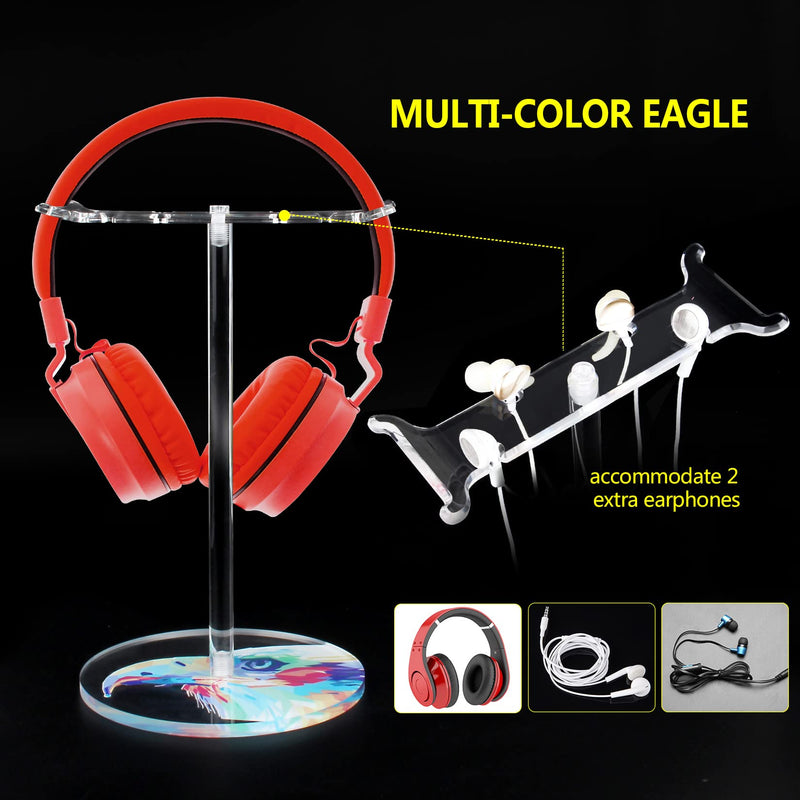 [Australia - AusPower] - Acrylic Headphone Stand Headset Holder,Transparent Desktop Gaming Headset Stand Hanger Rack for Desk with 2 Earphone Hangers(Color Eagle/Hawk) Color Eagle/Hawk 