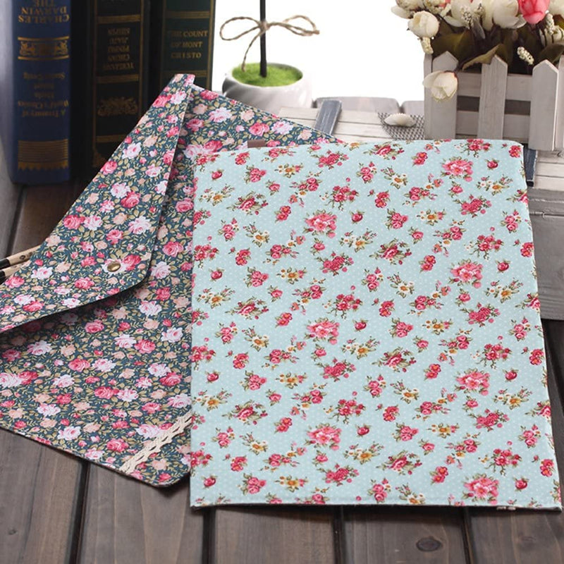[Australia - AusPower] - Oak-Pine 4 Pcs / 1 Set Portable Floral A4 File Envelope Fabric Document Bag Paper Pockets Letter Folder with Snap Button Closure 