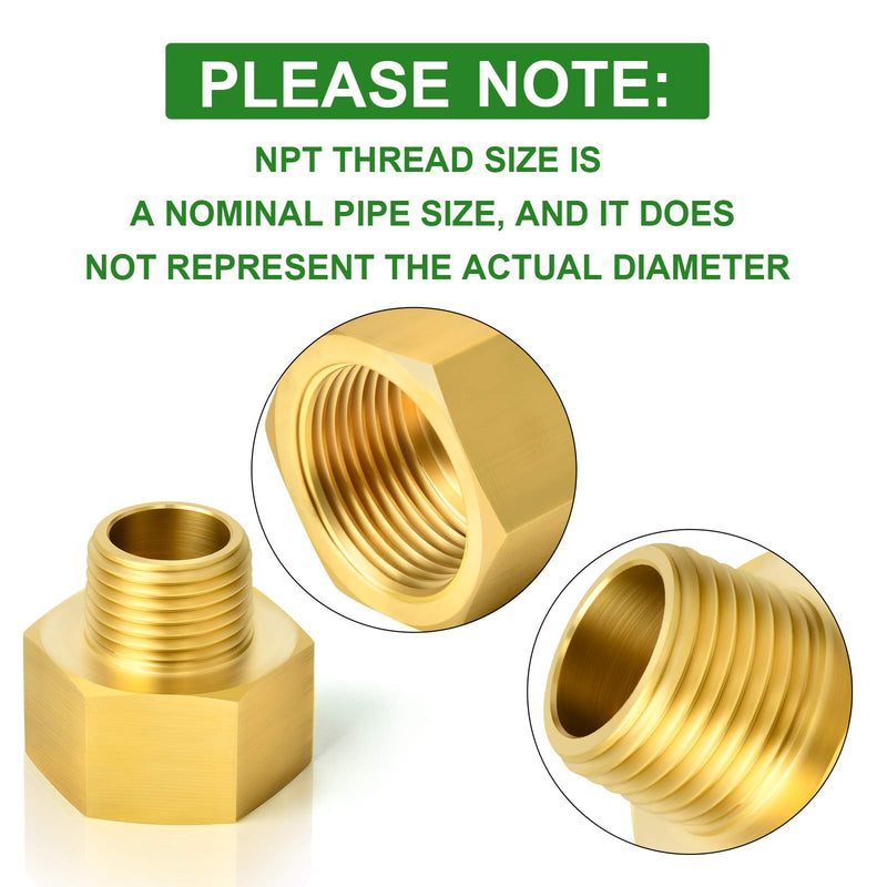 [Australia - AusPower] - TAISHER 2PCS Brass Pipe Fitting, Reducer Adapter, 1/4-Inch Male Pipe x 1/2-Inch Female Pipe 1/4" NPT Male x 1/2" NPT Female 2 