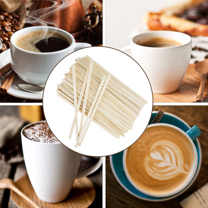 [Australia - AusPower] - 500Pcs Wooden Coffee Stir Sticks,Disposable Coffee Stirrers,5.5 Inches Biodegradable Compostable Eco-Friendly Wooden Stir Sticks,Round-End Birchwood Drink Beverage Stirrers 