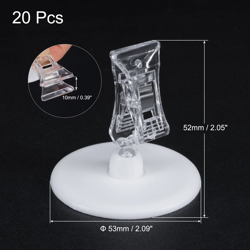 [Australia - AusPower] - MECCANIXITY Adjustable Rotating Sign Clip with Adhesive Fit Max 10mm Thickness Tag for Shelf Display, Clear, Pack of 20 