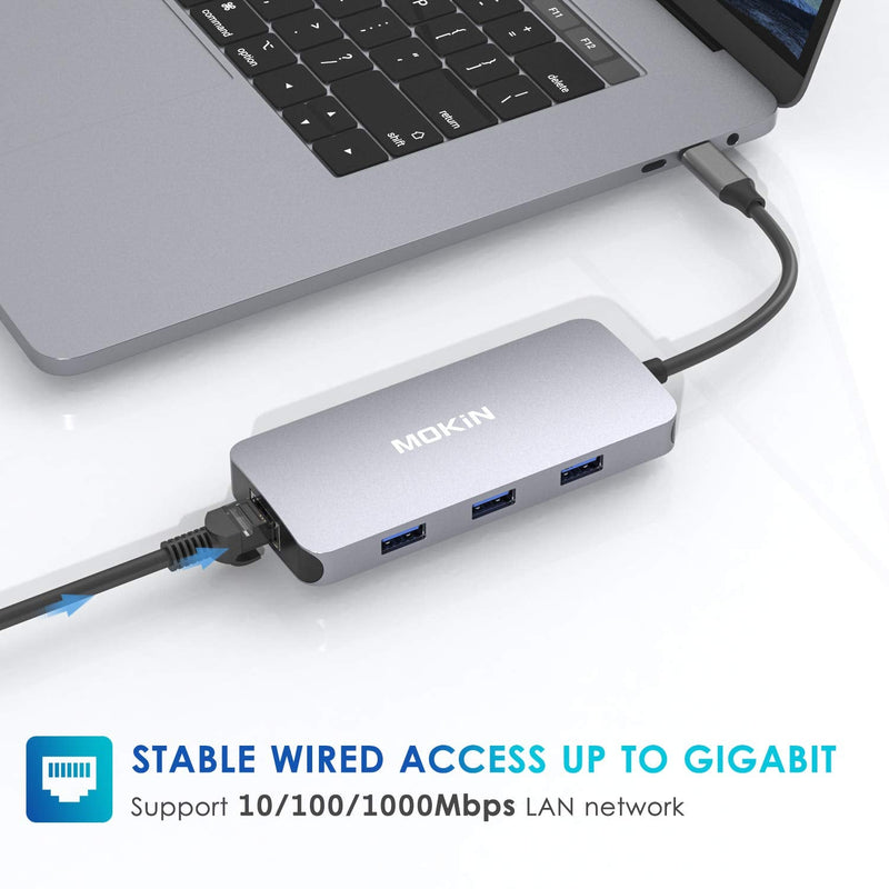 [Australia - AusPower] - USB C Adapters for MacBook Pro/Air,Mac Dongle with 3 USB Port,USB C to HDMI, USB C to RJ45 Ethernet,MOKiN 9 in 1 USB C to HDMI Adapter,100W Pd Charging, USB C to SD/TF Card Reader USB C Hub Gray 