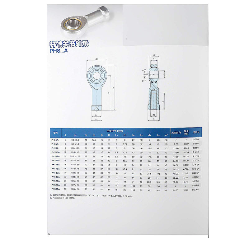 [Australia - AusPower] - 4pcs SI5T/K PHS5A 5mm Right Hand Female Thread Metric Rod end Joint Bearing SI5TK PHS5A(4PCS) PHS_A 