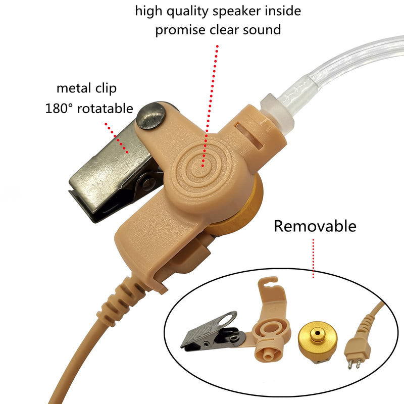 [Australia - AusPower] - Beige Acoustic Tube Headset 2 Pin M1 Head Walkie Talkie Earpiece with Mic for Motorola Radio BRP40 CP200 CP200D CP185 CLS1410 CLS1110 DTR650 EP450 DEP450 DV5100 BC120, Replace HKLN4604 Headset Beige 