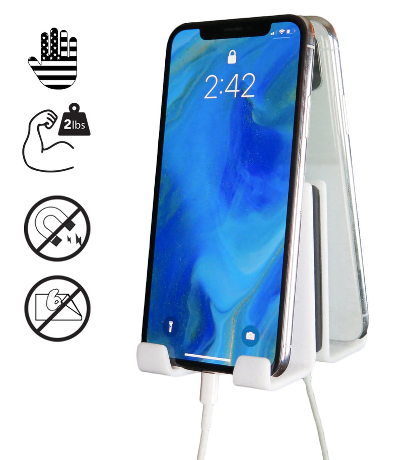 [Australia - AusPower] - AIRSTIK Cradle Universal Glass Mount Phone Holder Reusable TikTok Facetime Compatible with iPhone iPad Cell Phone for Bathroom Kitchen Shower Dorm Office Made in USA Glass, Mirrors, Windows (White) White 