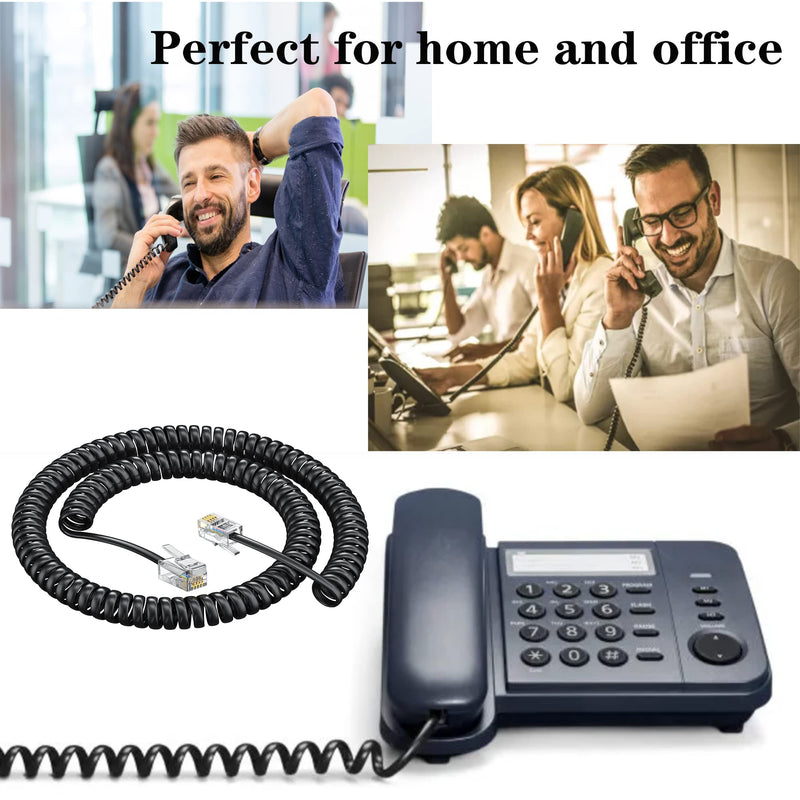 [Australia - AusPower] - Ubramac Telephone Handset Cord,Coiled Wire 5 Pack 8Ft Uncoiled / 1.4Ft Coiled Landline Phone Handset Cable RJ9 4P4C Telephone Accessory -5 Pack 