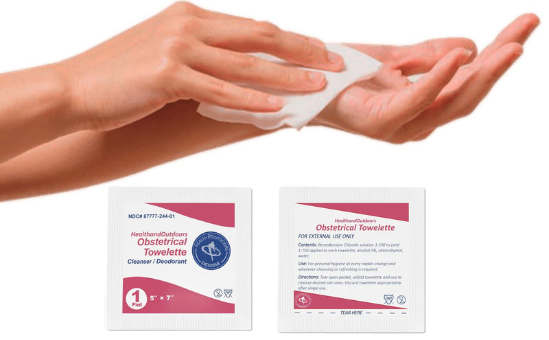 [Australia - AusPower] - HAO Obstetrical Hand & Body Cleansing Individually Wrapped Towelettes (125 Count) 5 x 7 inch Wet Napkin Wipes Benzalkonium First-Aid Wound Care (HAO-OBTOWELS-125CT) 