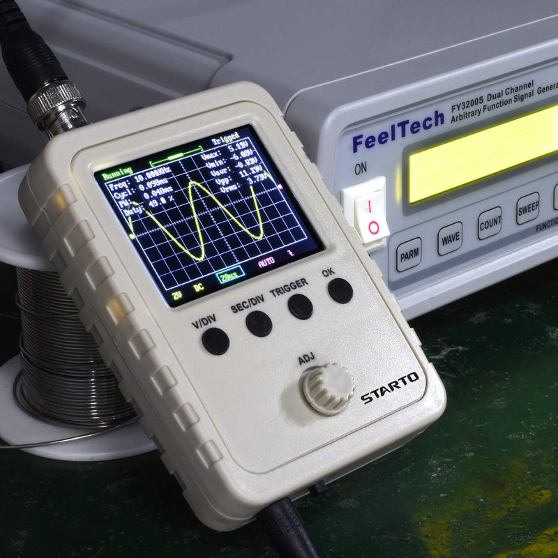 [Australia - AusPower] - STARTO Handheld Digital Oscilloscope Kit 2.4” TFT with BNC-Clip Cable Probe and Power Supply White 5 -pound 