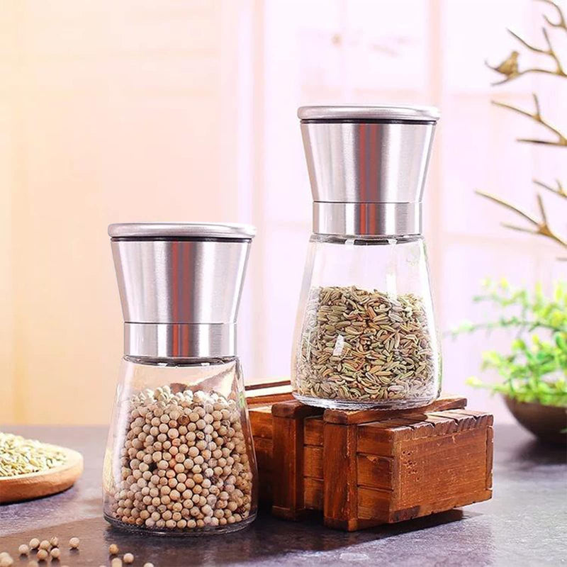 [Australia - AusPower] - Salt and Pepper Grinder Set, Adjustable Ceramic Salt Grinder & Pepper Grinder Refillable Pepper Mill and Salt Mill Set (2 Pack) 