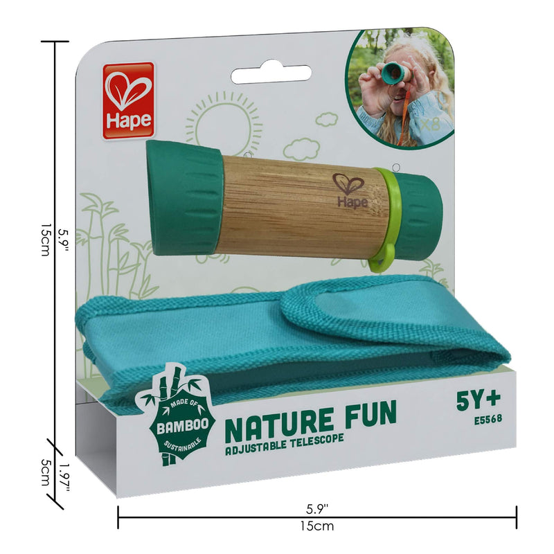 [Australia - AusPower] - Hape Adjustable Telescope| Bamboo Spy Gear for Kids with 8X Magnification, Green 