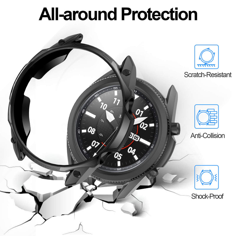 [Australia - AusPower] - Haojavo for Samsung Galaxy Watch 3 45mm Case, Slim Fit Flexible Armour Protector Shock-Proof All-Around Protective Cover Bumper Shell for Samsung Galaxy Watch 3 45mm Smartwatch Bands Accessories 