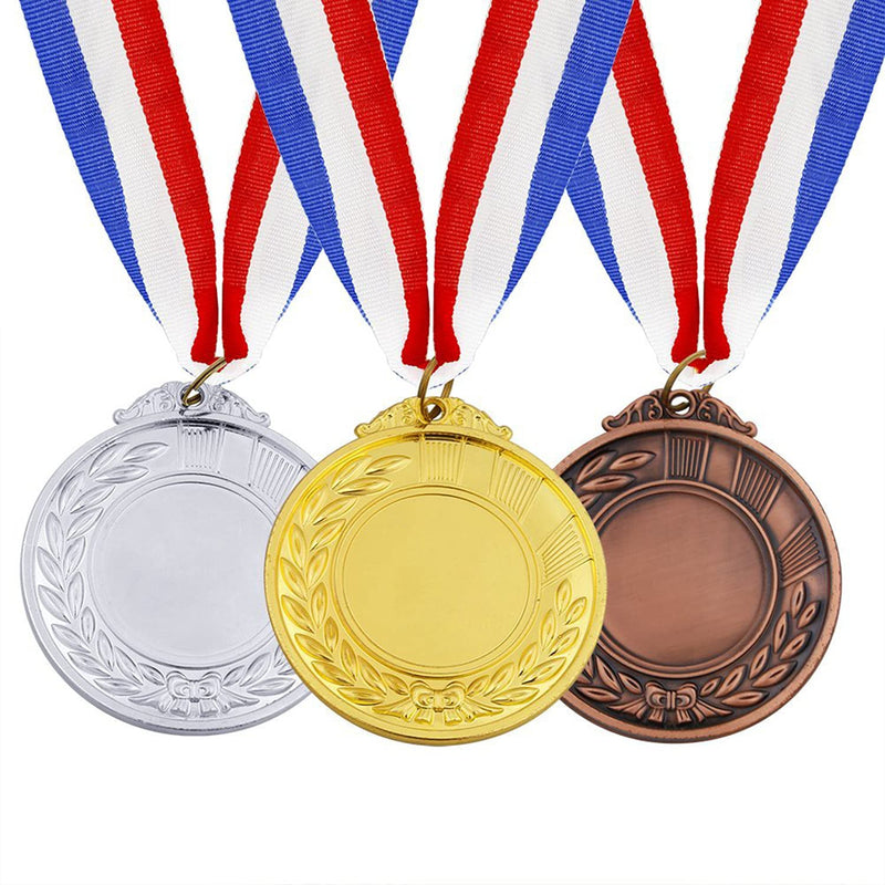[Australia - AusPower] - MOMOONNON 12 Pieces Metal Winner Gold Silver Bronze Award Medals with Neck Ribbon, Olympic Style, 2 Inches 