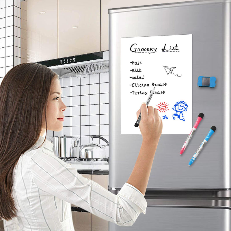[Australia - AusPower] - 12 x 8 inches Magnetic Dry Erase Whiteboard Sheet ,Home Kitchen Fridge Shopping List and Office Notice Board (12” X 8”) 12” X 8” 