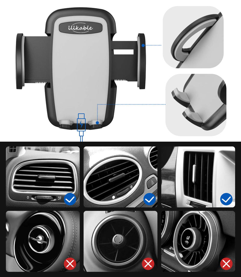 [Australia - AusPower] - ilikable Air Vent Phone Holder - 360 Rotation Car Cell Phone Mount - Car Holder Compatible with Smartphone Android iPhone GPS Devices, Black 